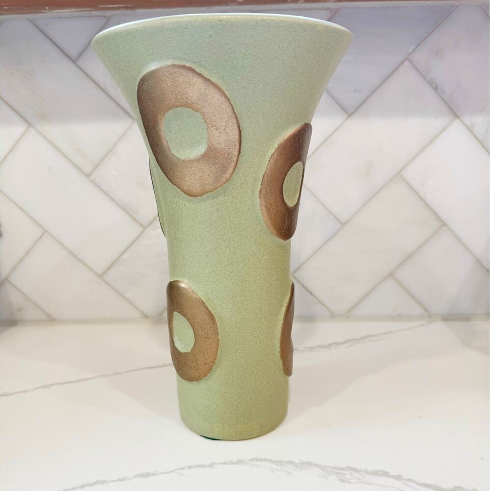 Vintage Haeger Floral Green Sculptural Ceramic Vase